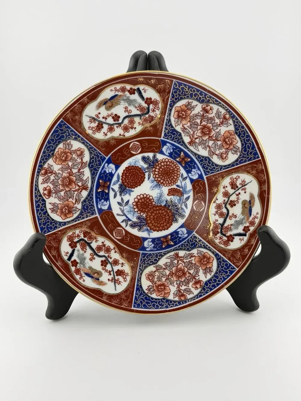 Vintage Japanese Imari Blue Red Floral 6.25
